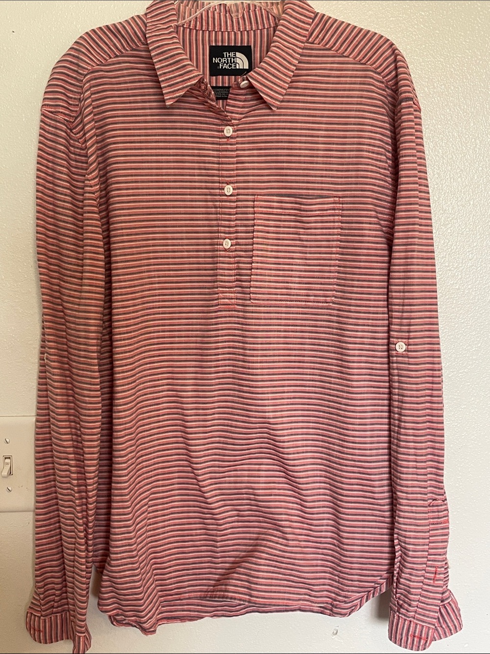 The North Face Women's Long-Sleeve Striped Henley Tunic - Rose/White